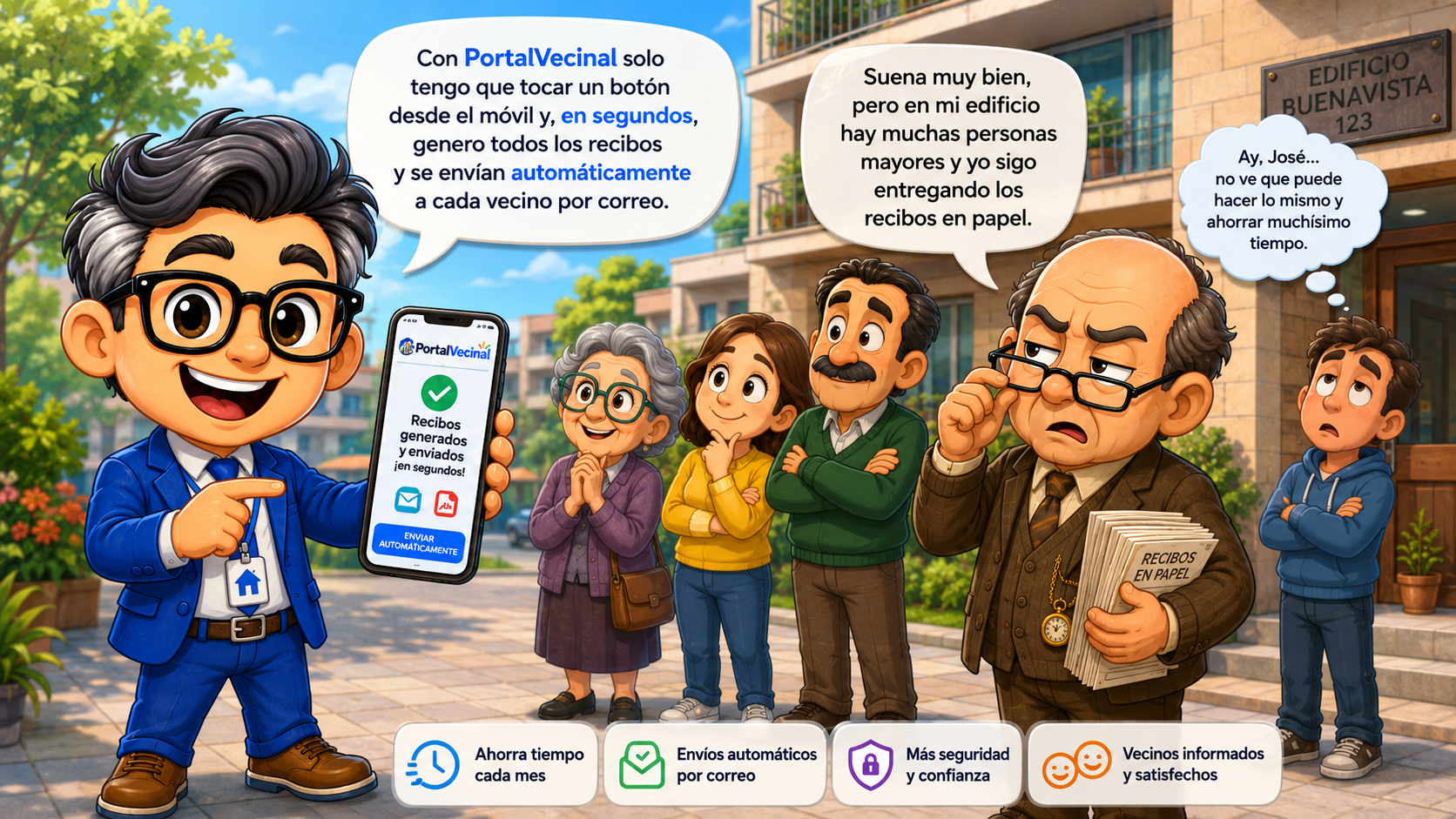 PortalVecinal genera y envía automáticamente los recibos.
