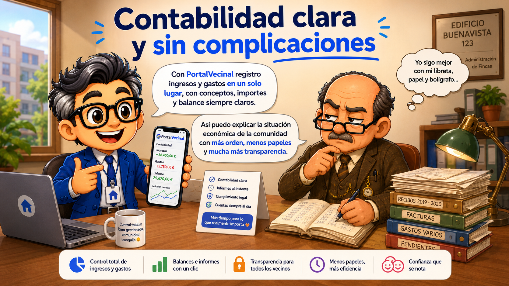 Contabilidad comunitaria sencilla y organizada.